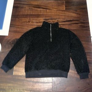 TOPMAN BLACK SHERPA 1/4 ZIP